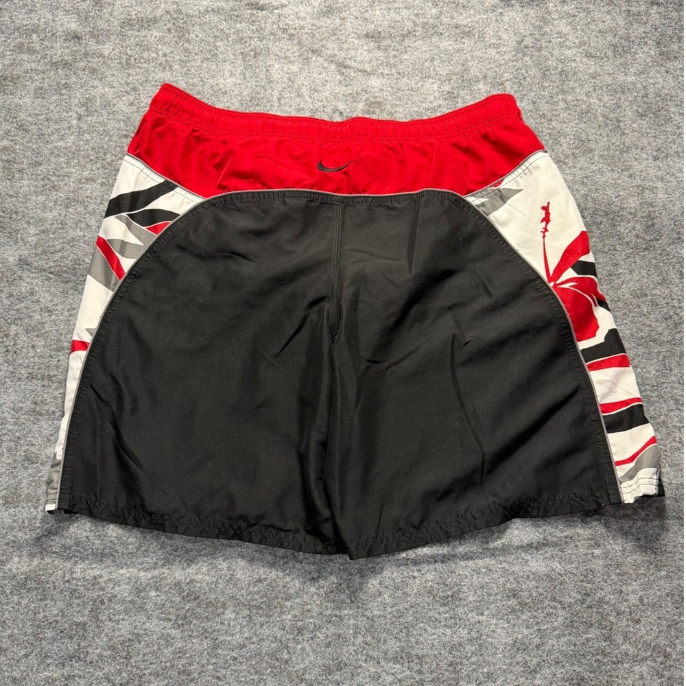 Vintage Y2K Nike Swim Trunks Mens Large Black Red White Graphic Board Shorts